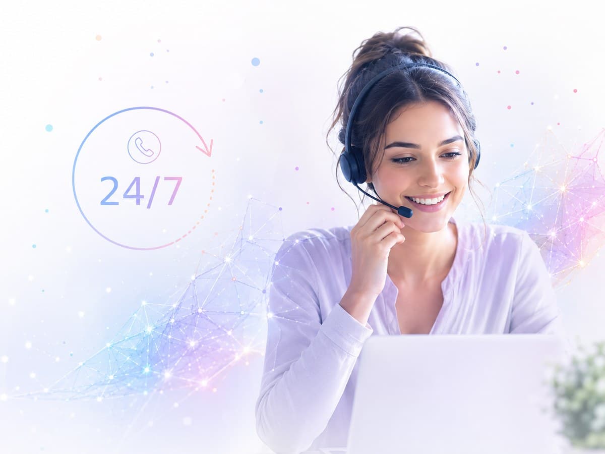 Asistente del equipo con auriculares, disponible las 24 horas